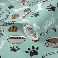 dog bowls // dog accessories bones, dog bone, paw print cute dog illustration pet dog breed pattern