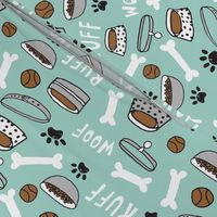 dog bowls // dog accessories bones, dog bone, paw print cute dog illustration pet dog breed pattern