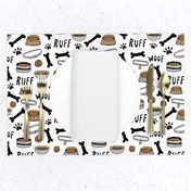 cute dog bowls // white bone, dog food, dog bowl, pet, pet design, pet illustration, cute dogs