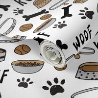 cute dog bowls // white bone, dog food, dog bowl, pet, pet design, pet illustration, cute dogs