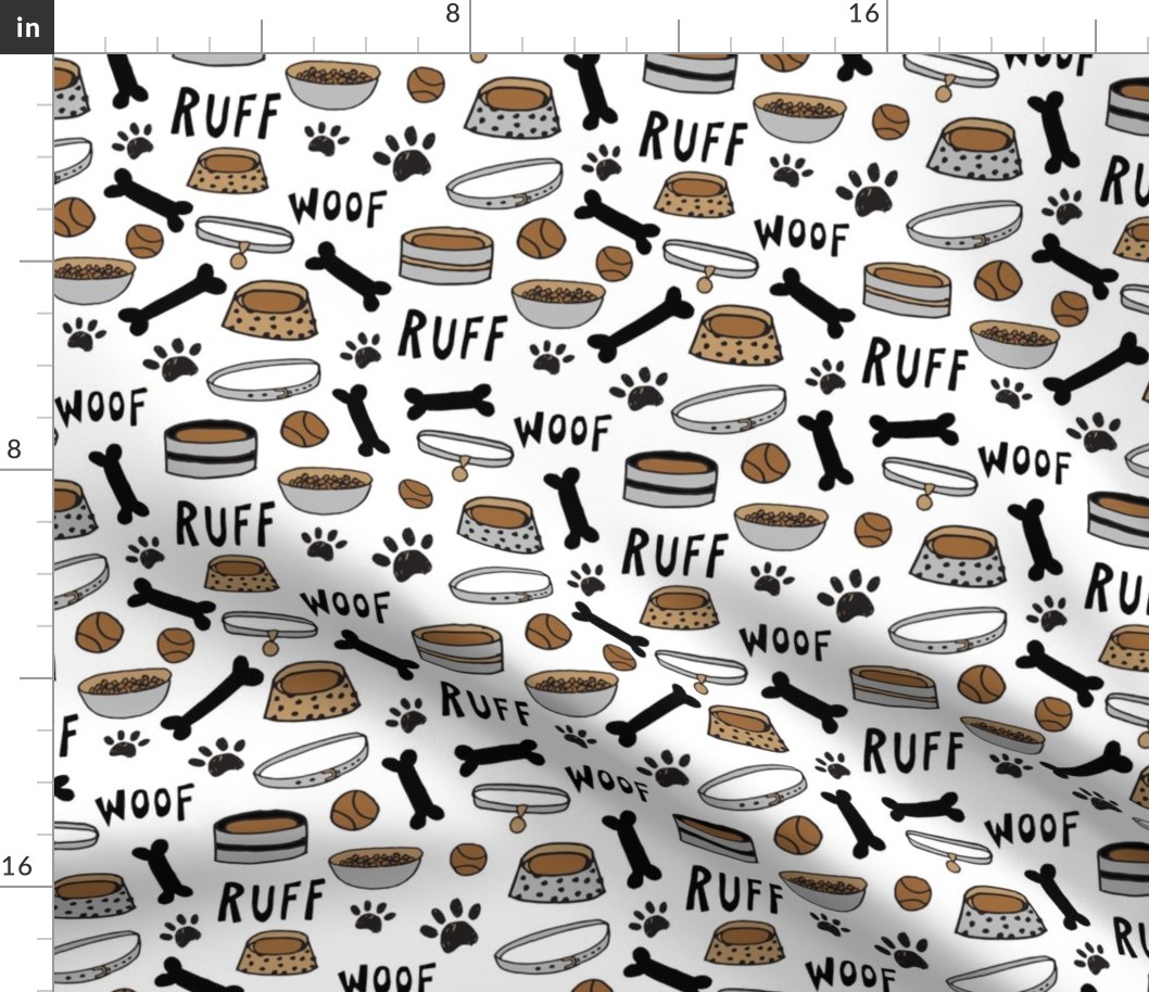 cute dog bowls // white bone, dog food, dog bowl, pet, pet design, pet illustration, cute dogs