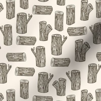 tree logs // forest woodland brown and white kids nursery baby 