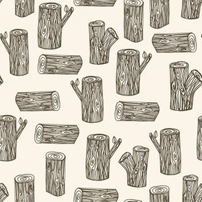 tree logs // forest woodland brown and white kids nursery baby 