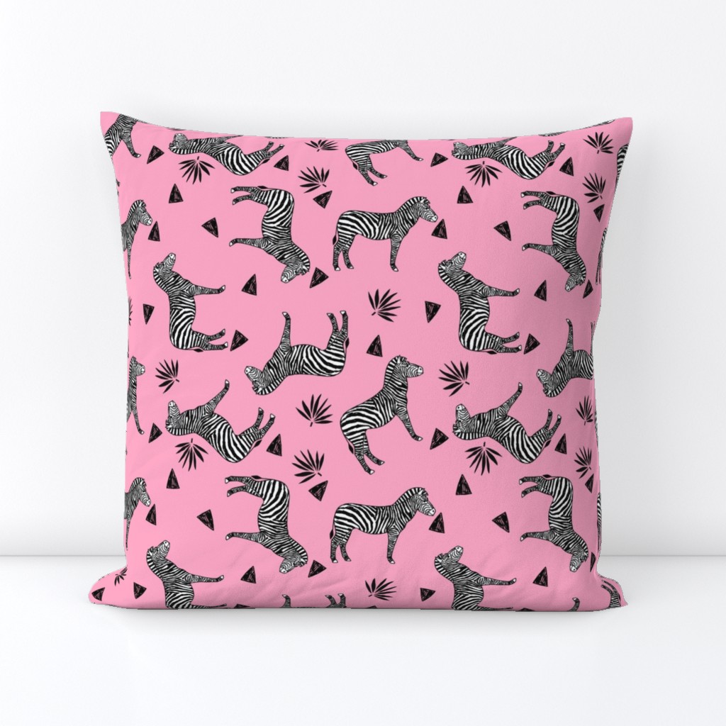 zebra // pink girls sweet black and white zoo animals africa triangles tropical