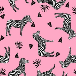 zebra // pink girls sweet black and white zoo animals africa triangles tropical
