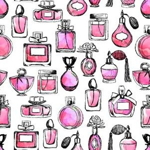 perfume // beauty watercolor pink girly fashion hand-drawn illustration