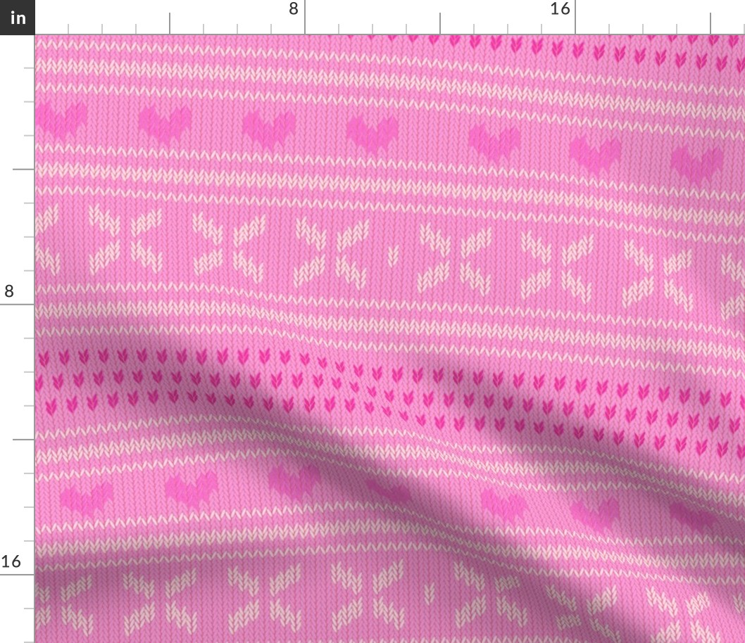 Pink Knit Sweater with Hearts