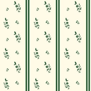1750-1775 Green Stripe with Floral Sprig