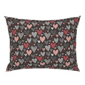 Hearts Geometric Love Valentine Red on Black