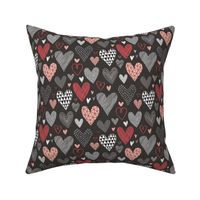 Hearts Geometric Love Valentine Red on Black