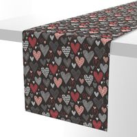 Hearts Geometric Love Valentine Red on Black