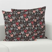 Hearts Geometric Love Valentine Red on Black