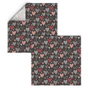 Hearts Geometric Love Valentine Red on Black