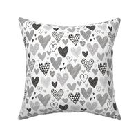 Hearts Geometrical Love Valentine Black&White Grey