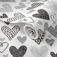 Hearts Geometrical Love Valentine Black&White Grey