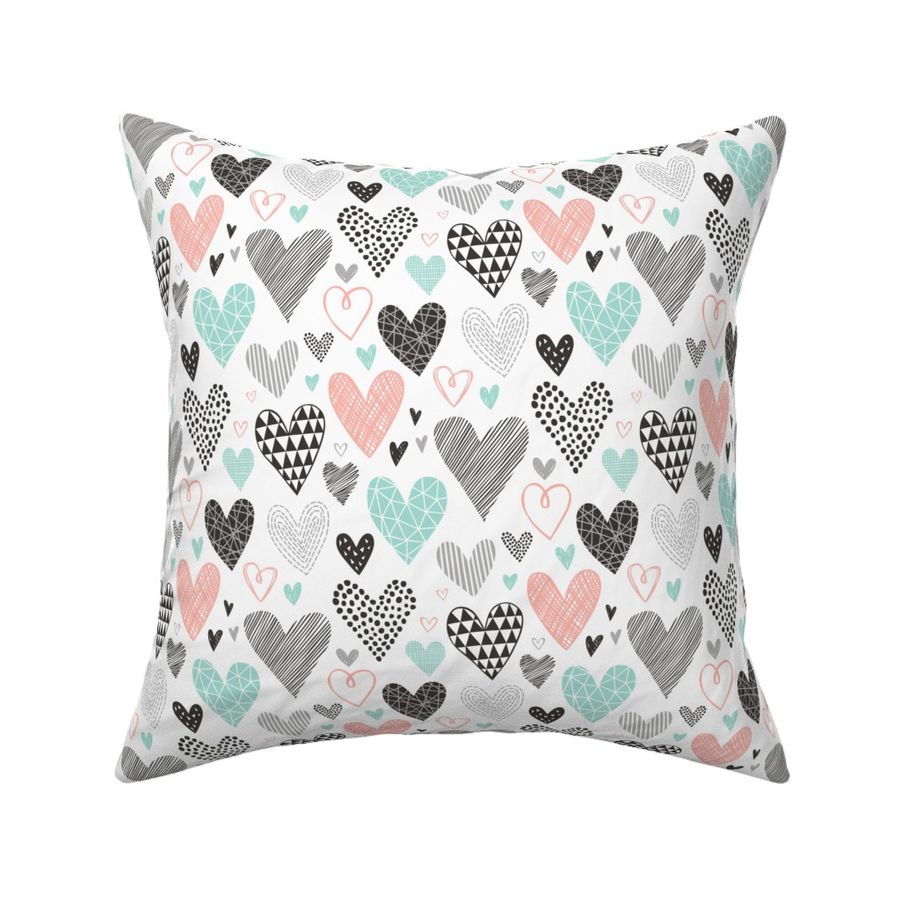 Hearts Geometrical Love Valentine Fabric | Spoonflower