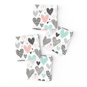 Hearts Geometrical Love Valentine Black&White Mint Peach