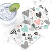 Hearts Geometrical Love Valentine Black&White Mint Peach