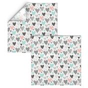 Hearts Geometrical Love Valentine Black&White Mint Peach