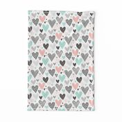 Hearts Geometrical Love Valentine Black&White Mint Peach