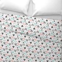 Hearts Geometrical Love Valentine Black&White Mint Peach