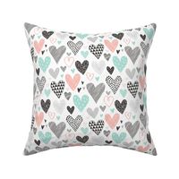 Hearts Geometrical Love Valentine Black&White Mint Peach