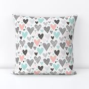 Hearts Geometrical Love Valentine Black&White Mint Peach