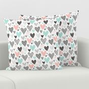 Hearts Geometrical Love Valentine Black&White Mint Peach