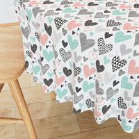 Hearts Geometrical Love Valentine Black&White Mint Peach