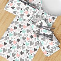 Hearts Geometrical Love Valentine Black&White Mint Peach