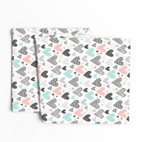 Hearts Geometrical Love Valentine Black&White Mint Peach