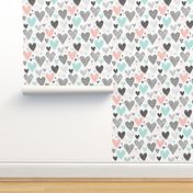 Hearts Geometrical Love Valentine Black&White Mint Peach