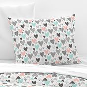 Hearts Geometrical Love Valentine Black&White Mint Peach