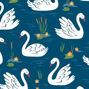 Swans in Blue