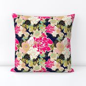 Jungle Passion Floral dark blue background