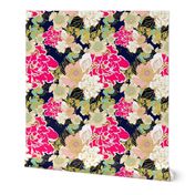 Jungle Passion Floral dark blue background