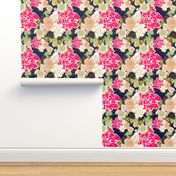 Jungle Passion Floral dark blue background