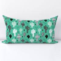 Trendy western geometric cactus garden with triangles and arrows gender neutral mint black and white