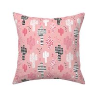 Soft pastel geometric cactus garden with triangles and arrows gender neutral pink black and white
