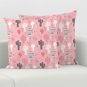 Soft pastel geometric cactus garden with triangles and arrows gender neutral pink black and white