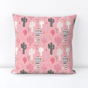 Soft pastel geometric cactus garden with triangles and arrows gender neutral pink black and white