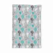 Cool western geometric cactus garden with triangles and arrows gender neutral pastel blue black and white