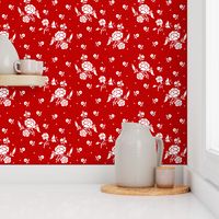 1769 White on Red Floral