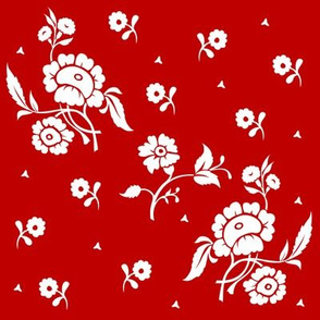 1769 White on Red Floral