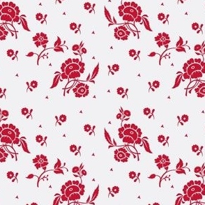 1740s-1769 Red on White Large Floral