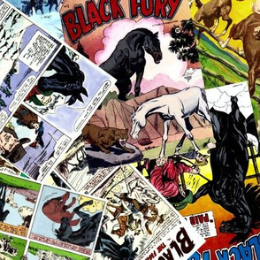 vintage comic book horses - LARGE PRINT
