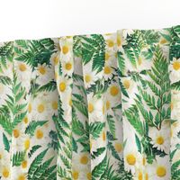 Textured Vintage Daisies and Ferns - large