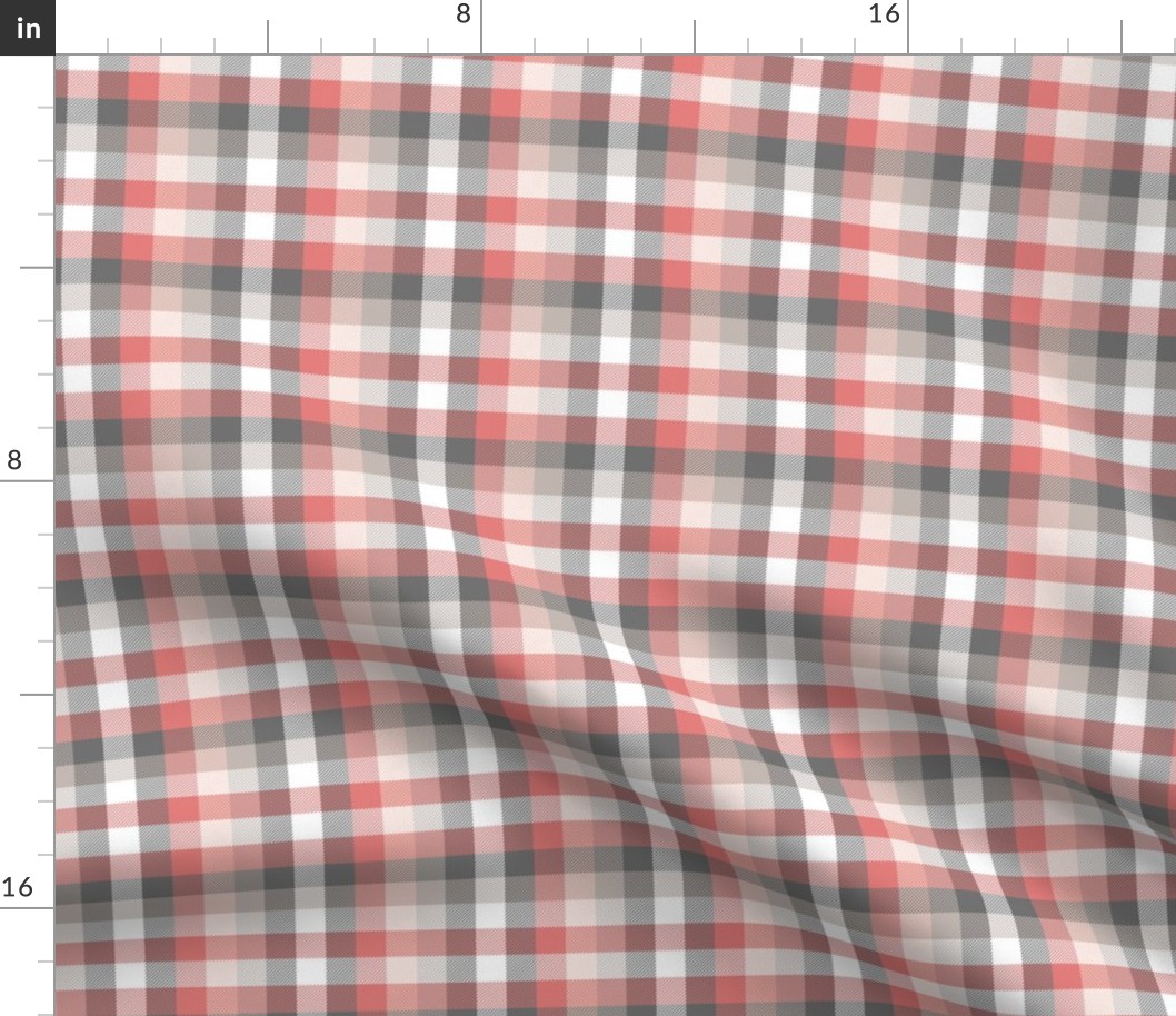 Madras plaid - coral and grey