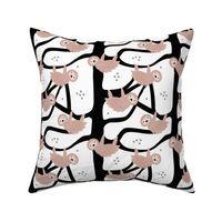 Pura vida sloth animal cute costa rica tropical rainforest animals in beige black and white