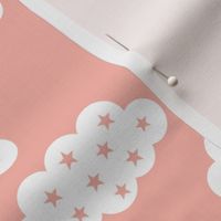 Clouds and stars soft scandinavian retro style night sky theme for kids pastel pink for girls